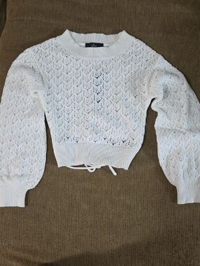 Lulu's Ivory Lace Knit Crewneck Sweater